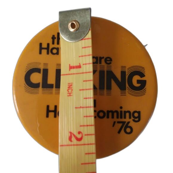 Vinage The Hawks Are Clicking Iowa Homecoming 1976 Pin Iowa City 2" - Picture 2 of 5